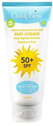 Childs Farm Kids and Baby Sun Cream SPF 50plus Water Resistant UVA and UVB Very High Protection Suitable for Dry, Sensitive and Eczema-prone Skin 100ml