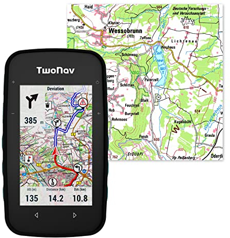 GPS Cross Plus + Karten Deutschland Topo - Multisport Fahrrad MTB Radfahren Wandern Trekking/Kompakt und Leicht/Bildschirm 3,2 / Autonomie 20 h/Speicher 32 GB/Topo Karte enthalten