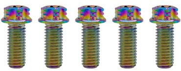 RISON-Titanium Titanschrauben M6x1.0x16mm, 5 Stück Flanschschraube Torx Kopf Flansch Schrauben Sechskantschrauben Gewindeschrauben GR5 Titanbolzen Befestigungen für Motorräder Fahrrad Auto