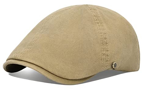 tcax Schiebermütze Herren Cotton Newsboy Cap Herren Damen Efeu Schiebermützen Frühling Sommer Baskenmützen Gatsby Hüte Fahrer Retro Boina Für Männlich Weiblich,Khaki,56-59Cm