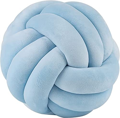 Evimstil Knoten-Ball-Kissen Knotenkissen Handgemachtes Baby-Haar-Kissen-Plüschtier-Dekoratives Wurfs-Kissen für Schlafzimmer-Sofa-Auto-Büro-Spielraum,Blau,22cm