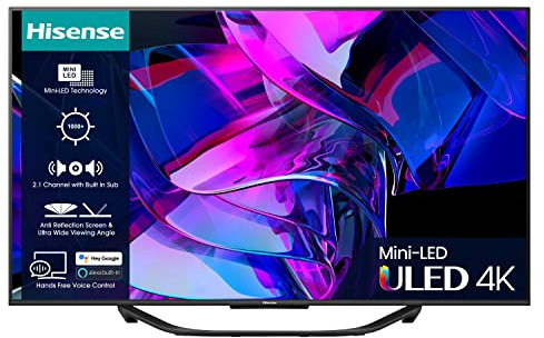 Hisense 65 Inch 144Hz ULED Mini-LED Smart TV 65U7KQTUK - 144Hz VRR, HDMI 2.1, Quantum Dot Colour, Dolby Vision IQ, VIDAA Smart TV, and Youtube, Freeview Play, Netflix and Disney+ (2023 Model)
