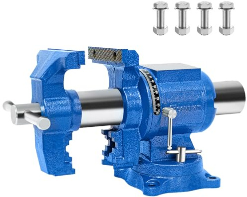 COGNATIVE 6-Inch Heavy Duty Bench Vise Ductile Iron Bench Vise 360° Multi-Purpose Bench Vice with Anvil, Clamp force 9900lbs, Blue Swivel Vise