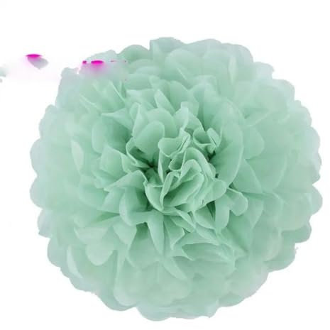 5 cm, 10 cm, 20 cm, beliebte runde Seidenpapier-Wabenbälle mit Laternenblumen, pastellfarbene Hochzeit, Mariage, Party-Dekoration, Mint-Pom, 15 cm