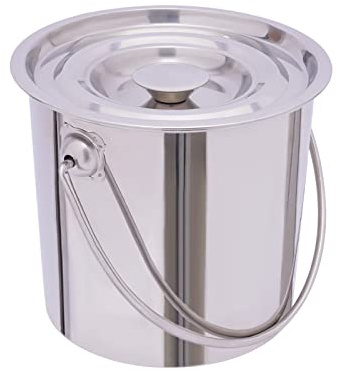 Edelstahl Eimer Küchen-Kompostbehälter Kücheneimer Futtereimer Eiswürfeleimer Wassereimer mit Deckel und Henkel Eiswürfelbehälter Milcheimer 6L mit Edelstahl Deckel