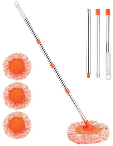 Trapeador de limpieza ajustable giratorio de 360 ​​grados Trapeador de limpieza de paredes retráctil Trapeador giratorio de microfibra de mango largo Adecuado para pisos, paredes, techos y ventanas