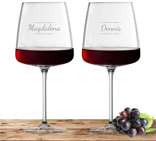 2X Zwiesel Glas Rotweinglas 710ml mit Namen oder Wunschtext graviert - Vivid Senses - Weingläser als Geschenk für Paare, Eltern oder zur Hochzeit - Motiv (Verzierung 03)