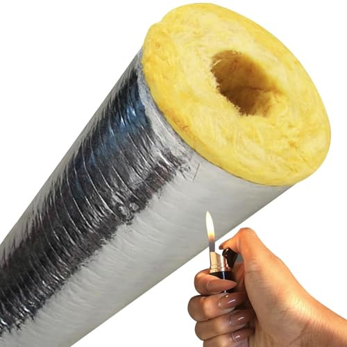 Aislamiento De Tuberías, Papel De Aluminio Coquilla Aislante, Laminado Tubo Aislamiento Lana De Roca Con Conductividad Térmica, Para Riego Exterior En Invierno Tuberías De Fábrica Al Aire(108mm/4.3in*