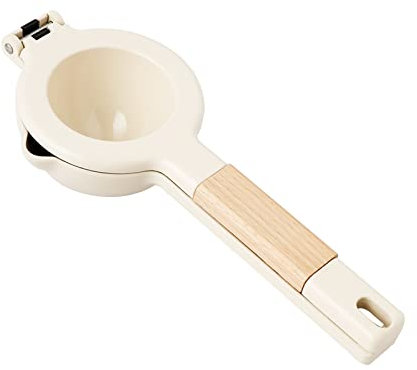 TFixol Exprimidor de limón, exprimidor de metal, exprimidor manual de cítricos, exprimidor de frutas y madera, color blanco