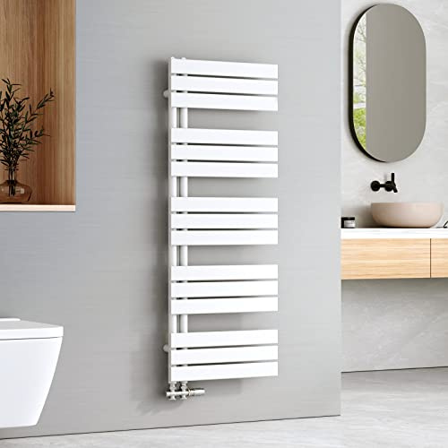 EMKE Scaldasalviette ad Acqua Calda, 1320x500 mm, Bianco, 661 W | Termoarredo da Parete,Porta Salviette Riscaldato, Facile Installazione, Design Moderno