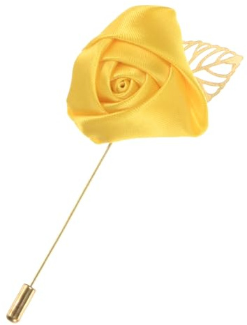 M METERXITY Flower Lapel Pins for Men, Golden Leaf Rose Boutonnieres Pin Groom Boutonnieres for Wedding/Dance/Party