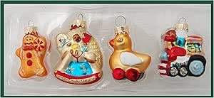 Krebs Glas Lauscha - Christbaumschmuck aus Glas - Mini Figuren Verschiedene Sorten - 4 Stück - kleine Glasfiguren (Spielzeug)