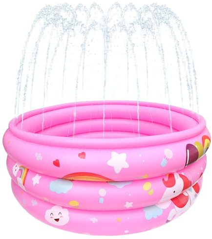 Piscina per bambini, piscina per bambini, 150 cm x 90 cm, materasso ad aria gonfiabile, piscina con irrigatore integrato, per esterni, giardino, cortile, acqua