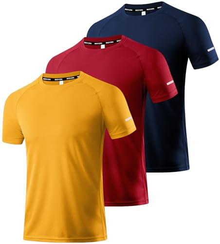 Boyzn 1, 3, 5 or 7er Pack Sport Tshirts Herren Kurzarm T-Shirts Funktionsshirt Laufshirt Schnelltrocknend Atmungsaktive Sport Shirt Sommer Fitnessshirt Trainingsshirt für Running Workout Bodybuilding