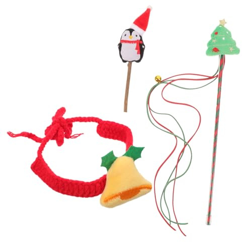 UKCOCO Collier pour Chat et Jouet à Mâcher Kit de Décoration de Noël pour Animaux de Compagnie Ensemble de Jouets Interactifs pour Chat