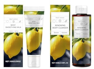 Set per la cura del corpo al basilico e limone - Detergente rivitalizzante 100 ml + Lozione levigante 100 g | Detersione delicata, fragranza a lunga durata e idratazione profonda