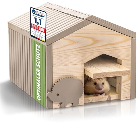 PATKAR Igelhaus Winterfest mit Boden [SCHÜTZT VOR FRESSFEINDEN] - Premium Igelfutterhaus (Made in Europe) - Hochwertige Igelhäuser Igel Haus - Igel Schlafhaus Igel Futterhaus - Igelhotel Igelhöhle