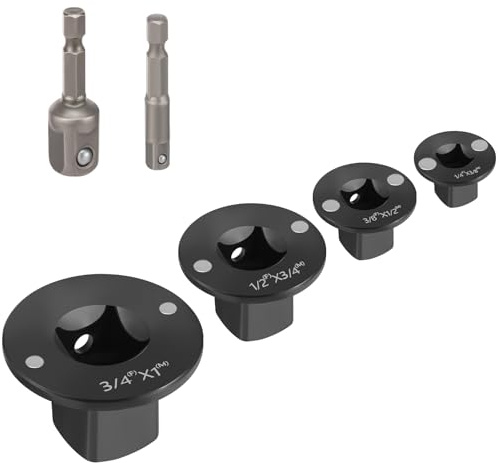 4Pcs Low Profile Impact Socket Adapter Set Carbon Steel Drive Ratchet Adapter for Tight Space Magnetic Drive Socket Converter for Automotive Repair DIY & Industrial Equipment Maintenance (Black)
