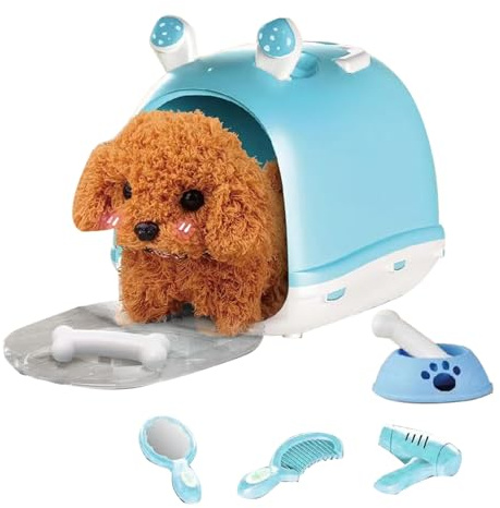 Tyinerc Giocattolo per cani che abbaiano per bambini, giocattolo da passeggio, giocattolo per cani, realistico, interattivo, anima pieno | Giocattolo di peluche interattivo creativo per