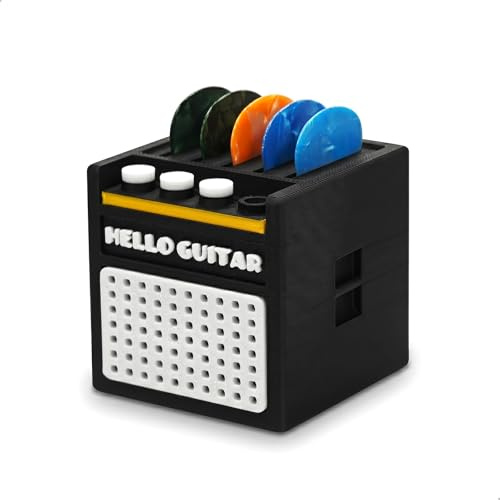 Plektrum Halter, Guitar Pick Holder, Guitar Amp Model Plektrum Box, Plektren Halter mit 5 Guitar Picks, Gitarren Pick Holder für Gitarre, Bass, Ukulele Spieler, Schwarz