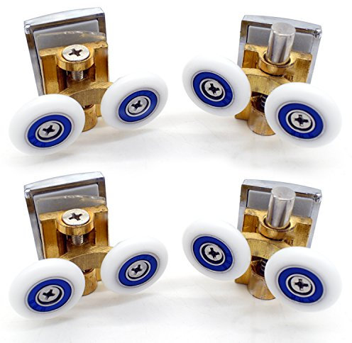 Rotelle di ricambio per fissaggio porta doccia, cromate, 2 per la parte superiore e 2 per la parte inferiore, adatte per vetro da 4-6 mm