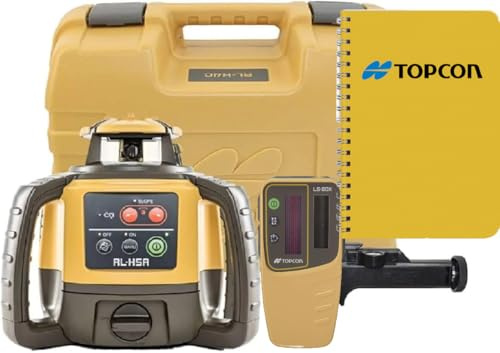 Topcon RL-H5A Self Leveling Horizontal Rotary Laser with Field Book, LS-80 Receiver, Detector Holder & Case, Class 2, IP66 Rating, Dust, and Water Resistance, 2600ft (800m) Construction Laser Level