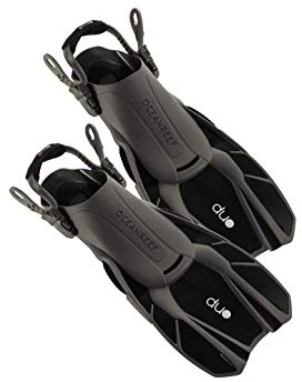 OCEAN REEF - Duo Fins - Fins for Snorkeling and Swimming and Low Weight for Easy Packing and Traveling (Black, Small/Medium)