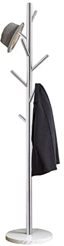 Jolitac Garderobenständer Metall Elegant Kleiderständer mit Marmor Basis, Standgaderobe Jackenständer Stabil für Hut Kleidung Schals Handtaschen, für Eingang Flur Büro Diele, einfache Montage