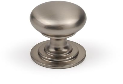 Nickel Kitchen Cabinet Knob 42mm Round Classic Shaker Pull Brushed Silver Farmhouse Cupboard Door Drawer Furniture Upcycle Replacement DIY Handle