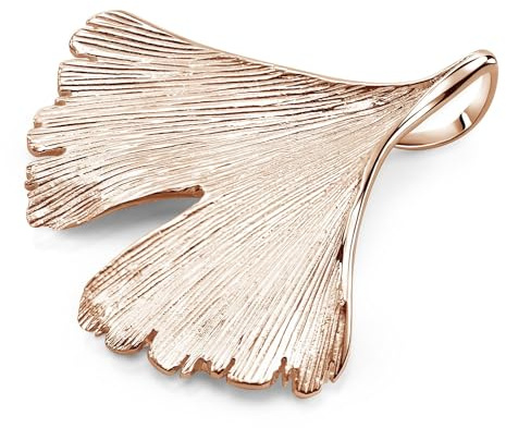 Gingko Blatt Schmuck Anhänger Damen 925 Silber wahlweise mit Kette KA-277 | Großer Kettenanhänger Gingkoblatt 35 x 34mm aus 925 Sterling Silber rhodiniert oder vergoldet von MATERIA by Matthias Wagner