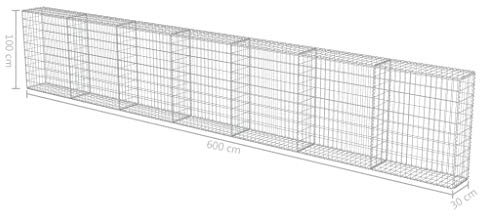 Tidyard Gabbione per Pietra in Metallo Acciaio Zincato con Copertura da Giardino Esterno,Gabbione Metallico Decorativo con Copertura da Giardino per Esterno 600 x 30 x 100 cm