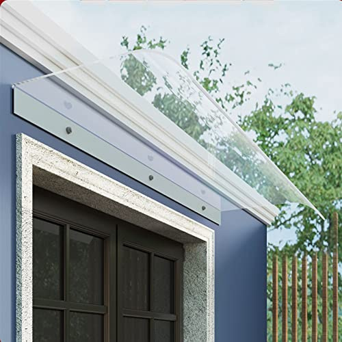 Tejadillo de Protección Toldo Cubierta al Aire Libre,Marquesina para Puertas y Ventanas Exterior,Toldos de Policarbonato Transparente de 5 Mm de Grosor,Fácil de Montar (50x230cm/20x91)