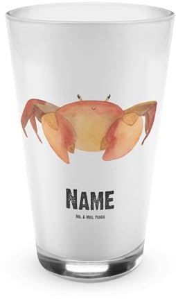 Mr. & Mrs. Panda Personalisiertes Glas Sternzeichen Krebs - Personalisierte Geschenke, Trinkglas Mit Namen, Whiskeyglas, Krabbe, Geschenk Namensgravur, Krebse, Bierglas Gravur, Weinglas, Schnapsglas
