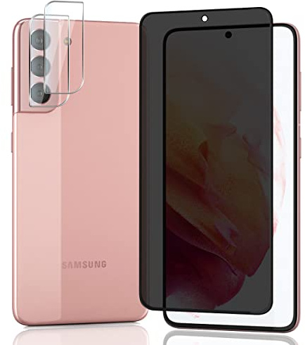 AnnhanT Schutzfolie für Samsung Galaxy S21 Panzer Schutz Glas für Sichtschut 1 Stück + Samsung Galaxy S21 Kameraschutz Schutzglas 2 Stück - 9H Panzerfolie/Anti-Spy