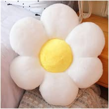 LANFIRE Coussin de Plancher à Fleurs - Oreiller Tatami décoratif en Peluche pour Siège de Chaise et Canapé-lit (30cm, White Yellow)