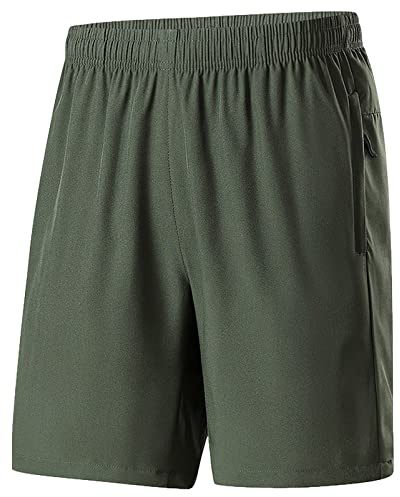 Jamron Sportshorts i plusstorlek för män, gym, träning, löparshorts, lätta vardagsshorts med blixtlåsfickor (XS–10XL), gRÖN, 4XL