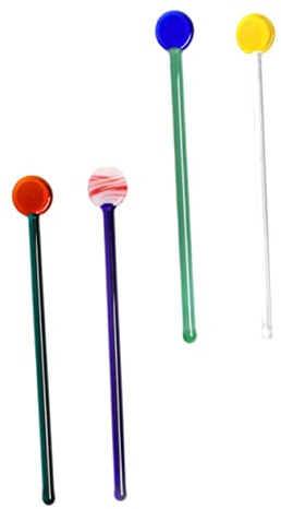 SHOWERORO Cuchara De Vidrio De Mango Largo Transparente para Postre y Café, Juego De 4 Unidades, Material Seguro y Ecológico, Adecuado para Cafetería y Uso Diario