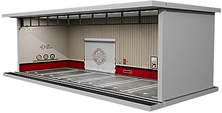MagiDeal Diecast Model Car Display Case, Simulation 1/64 Scale Parking Lot Display Case with Lights for Collectors Gifts, Style E