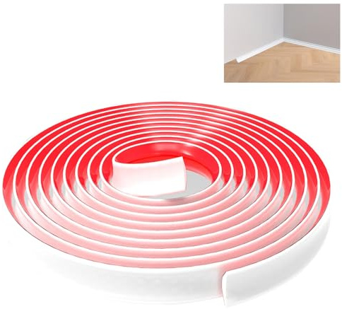 Lifuncren 5 mètres Moulage Flexible en Triangles Auto-adhésive, Adhésif Bandes de Calfeutrage en TPE pour Moulure Plafond, Moulure Adhesive Pour Bords de Murs, Sols, Carreaux, Armoires(Blanc, 12x9 mm)