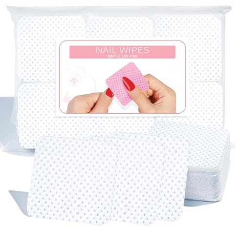 Shunshi 300 Pcs Lint-Free Nail Wipes - UV Gel Polish Absorbent Remover Pads for DIY Nails and Art (White)