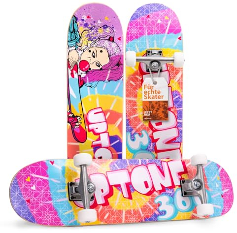 UpTone360 Skateboard für Jugendliche ab 14 Jahre – Hält bis zu 200 kg für atemberaubende Tricks, schnelle ABEC-9 Lager für Top-Geschwindigkeiten