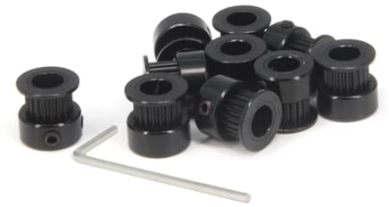RELYA 10 Teile/satz GT2 Pulley Rad 20 Zähne 8mm Bohrung Schwarz Aluminium Zahnriemen Umlenkrolle for 3D Drucker 6mm Breite Zahnriemen