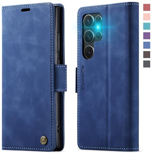 XYGLOW Handyhülle für Samsung Galaxy S24 Ultra 5G Hülle Klappbar Premium PU Lederhülle Klapphülle【RFID Schutz】 Kartenfach Standfunktion Schutzhülle für Samsung S24 Ultra Flip Case Tasche Cover,Blau