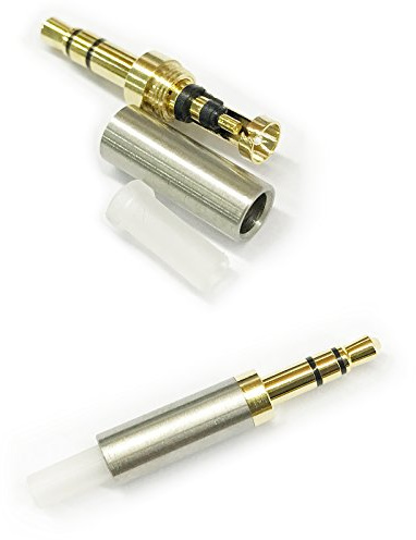 ABLET 2 Stück Gold 1/8 Zoll 3,5 mm 3-poliger TRS-Stecker, Reparatur-Kopfhörer-Klinkenstecker, Metall-Audio-Löt-Headset-Anschluss, Silber