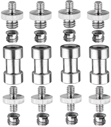 20 StüCk Kamera Gewindeadapter 1/4 Zu 3/8 Zoll Stativschraube 1/4 Zu 1/4 Gewinde Adapter Silber Metal Spigot Adapter FüR Kamera/Stativ/Monopad/Kugelkopf/Licht Standplatz