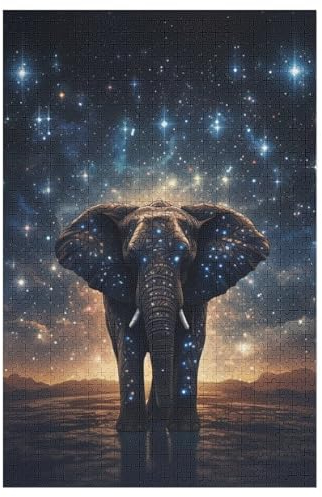 Puzzle Für Erwachsene, 1000 Teile, Elefant, Holzpuzzle, Holzpuzzle, Geburtstagsgeschenke, Puzzle, Wanddekoration （78×53cm）