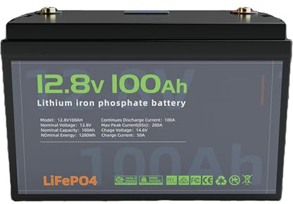 WILLQ Batería de Litio 12V 300Ah 200Ah 150Ah 100Ah 50Ah baterías LiFePO4 con BMS batería Recargable de fosfato de Hierro y Litio 12,8V para Motor de Pesca con curricán Marino Solar,12v100ah