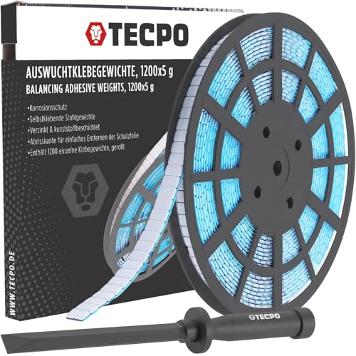 TECPO Auswuchtgewichte, 1200x Klebegewichte Stahlgewichte + Kunststoffschaber