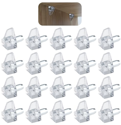 20pcs Taquets Étagère - Chevilles de Support d'Étagère de 5 mm en Plastique Transparent - Accessoires pour Meubles de Cuisine, Livres, Étagères-consoles et taquets pour étagères