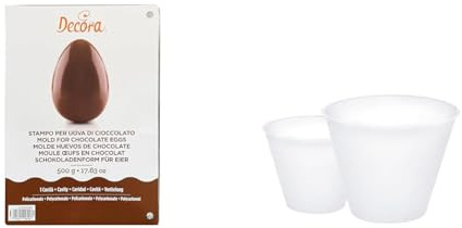 Decora 0050060 Stampo Uova Policarbonato 500 G 1 Cavita' Da 175 X 260 Mm & 5232522 Base Svasata per Uovo di Pasqua, Ottima per Sorreggere Uova di Cioccolato